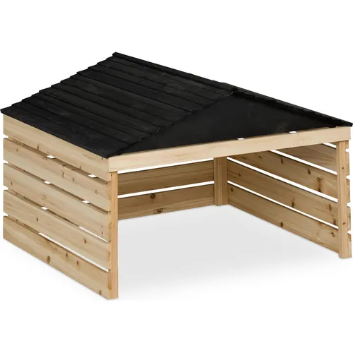 Relaxdays Mähroboter Garage aus Holz - Schützendes Rasenmäher Haus - Robuste Mährobotergarage aus Tannenholz mit Satteldach für optimalen Witterungsschutz. Ideal für alle gängigen Rasenroboter, Maße HxBxT: 52,5 x 79 x 74 cm.