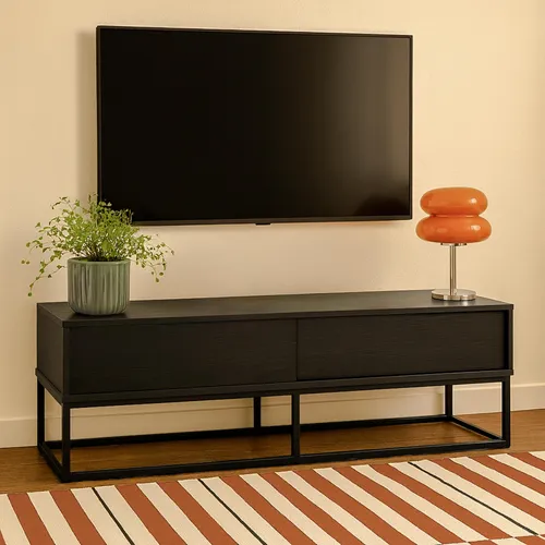 Produktbild Oviala Jasper Rechteckiger TV-Schrank mit 2 Türen, L140 cm, schwarz