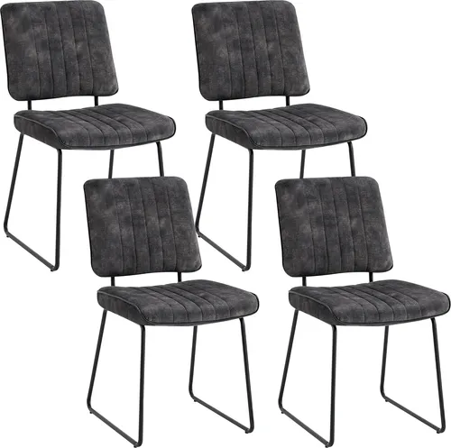 Esszimmerstuhl 4er-Set Liam, grau - Stühle - Kufenstühle, hochwertiges Kufengestell aus Metall und bequeme Polsterung für höchsten Komfort im minimalistischen Design.