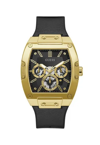 GUESS Homme Uhr GW0202G1 - Armbanduhr für Herren mit elegantem schwarzen Lederarmband und robustem Edelstahlgehäuse, wasserresistent bis 50m – ideal für stilbewusste Männer.