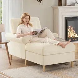 Sessel Samt Beige 133x87x90 Cm Mit Liegefunktion, 1-sitzer Mit Kissen