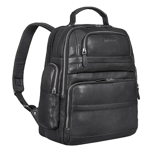 STILORD 'Danny' Arbeitsrucksack aus Leder - Eleganter Tagesrucksack für Herren und Damen, ausgestattet mit einem gepolsterten Laptopfach für 13-14 Zoll Geräte. Ideal für Büro und Reisen, bietet er stilvolle Ordnung und Komfort.