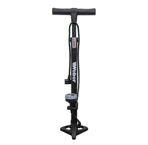 Weber GmbH Standpumpe Weber Standpumpe 8 bar Luftpumpe Fahrrad (Set, Adapter für Bälle, Fussball, Luftmatratze), mit Manometer und Adapter