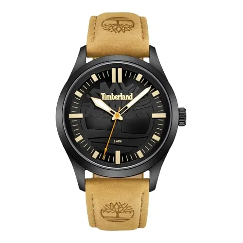 Timberland RAMBUSH Herren Uhr - Beige Lederarmband - Armbanduhren für Herren mit 5 bar Wasserdichtigkeit und elegantem Design, ideal für den täglichen Gebrauch und vielseitig kombinierbar.