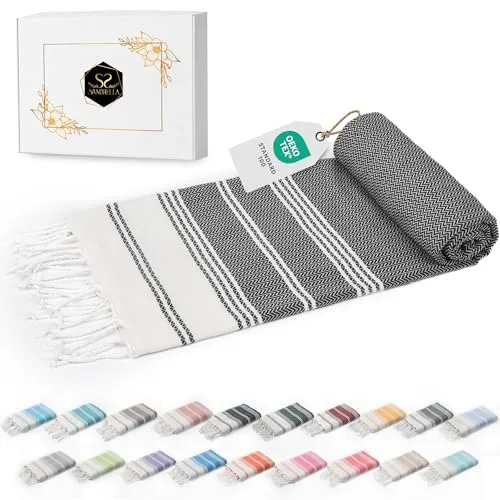 Sandrella Hamamtuch Sauna Damen & Herren groß 100x200 Baumwolle Strandtuch Decke Pestemal Geschenkset | dunkelblau