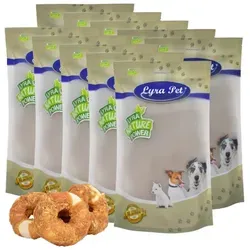 Lyra Pet® Kauringe mit Hühnerbruststreifen 10 kg - Hundefutter - Schmackhafte Kausnacks aus Rinderhaut und Hühnerbrust, fettarm und ideal für langanhaltenden Kauspaß. Fördert die Zahnpflege und macht Hunde glücklich.