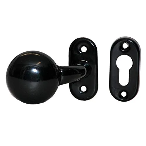 Türknopf Türknauf auf Rosette Türdrücker feststehend gekröpft Schwarz Pulv.