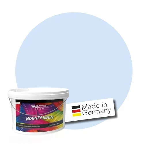 Produktbild WALLCOVER hochwertige Wandfarbe für Innen | Blau hellblau | 1L für 8m² | Hochdeckende Innenfarbe Matt (Klasse 1) | Profi Qualität aus Deutschland