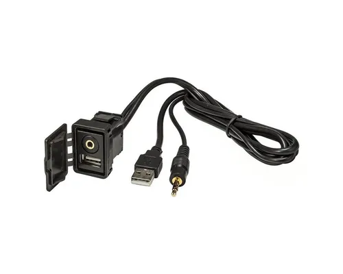 tomzz Audio USB 2.0 Typ A + AUX Einbaubuchse Steckdose Einbau mit 100cm Kabel KFZ Adapter