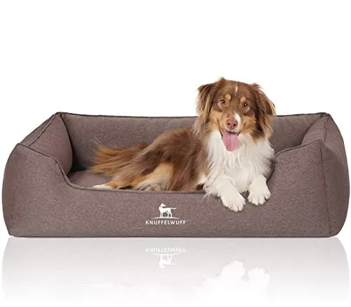 Knuffelwuff Orthopädisches Hundebett Leano XXL 120 x 85cm Braun - Orthopädisches Hundebett für gesunden Schlaf, druckentlastend und waschbar. Ideal für Gelenk- und Wirbelsäulenschonung, robustes Velours für jeden Wohnraum.