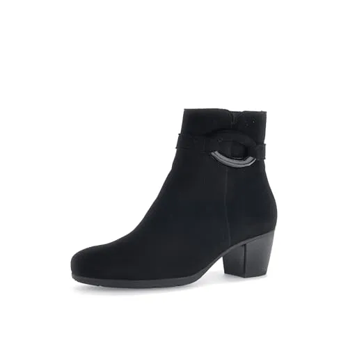 Gabor Stiefelette mit Blockabsatz, eleganter Businessschuh in Schwarz - Wanderschuhe mit Gabor BEST FITTING Technologie für optimalen Komfort, schmal geschnitten und rutschhemmend für sicheren Halt.