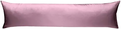 Bettwaesche-mit-Stil Mako-Satin Seitenschläferkissen Bezug aus 100% Baumwolle (Baumwollsatin) Uni/einfarbig (40 cm x 145 cm, Rosa)