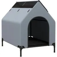 Costway 2-in-1 Hundehütte & Hundeliege Outdoor Grau - Praktische Hundehütte und Liege für kleine bis große Hunde. Wetterfestes Material schützt Ihr Haustier vor Sonne und Regen. Ideal für entspannte Stunden im Freien!