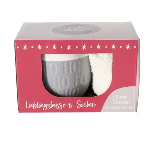 Boltze Home Jumbo-Tasse HOHO, 600 ml - Thermobehälter mit festlichem HOHO-Motiv, ideal für große Portionen heißer Getränke und perfekt für gemütliche Winterabende.