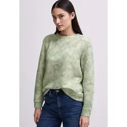 Strukturshirt für Damen - Stylisches Langarmshirt mit Rundhalsausschnitt, Zick-Zack Struktur und Bleached-Look, ideal für einen trendigen Look und hohen Tragekomfort dank Materialmix mit Stretchanteil.