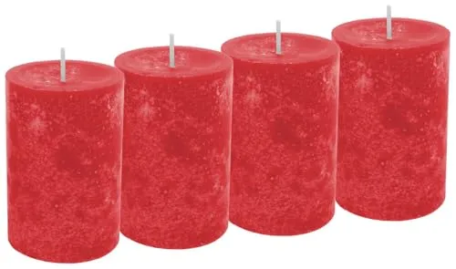 Unbekannt 4 Stumpenkerzen Rot Feuerrot Tischdeko Advent Hochzeit Weihnachten Adventskranz