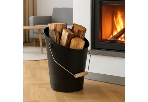BURI Aschekasten Metall Ascheeimer 8L Kohleeimer Holzeimer Kaminzubehör Aschebehälter