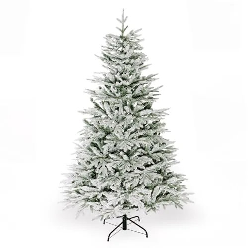 CLGarden Snova Künstlicher Tannenbaum 210cm schneebedeckte Zweige PE & PVC verschneiter künstlicher Weihnachtsbaum realistisch, Stabiler Metallständer