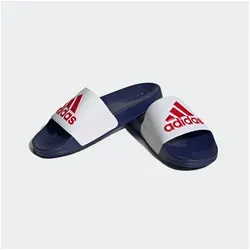 adidas Unisex Adilette Shower Slides RUTSCHEN - Bequeme Duschsandalen, Cloud White/Scarlet/Victory Blue, 44.5 EU - Dusch- & Badeschuhe für Herren mit konturiertem Fußbett und Cloudfoam-Mittelsohle für ultimativen Komfort nach dem Duschen.