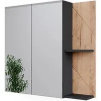 Vicco Badezimmerspiegelschrank Irma, Anthrazit/Goldkraft Eiche, 80 x 75 cm - Spiegelschränke mit modernem Design, bietet viel Stauraum und ist ideal für stilvolle Badezimmer.