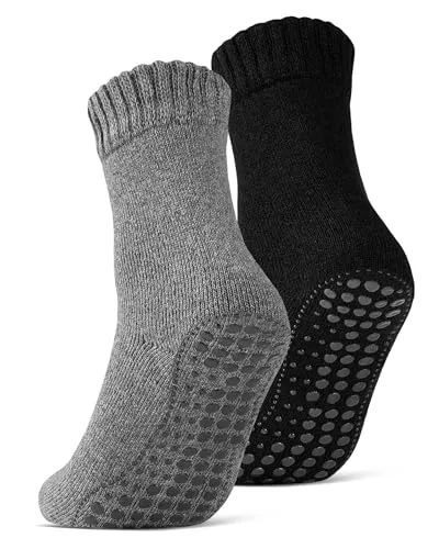 | 4 | 6 Paar ABS Socken Herren Damen Anti Rutsch Socken mit Wolle 21463 WP (Schwarz/Anthrazit 2 Paar 35-38) 2