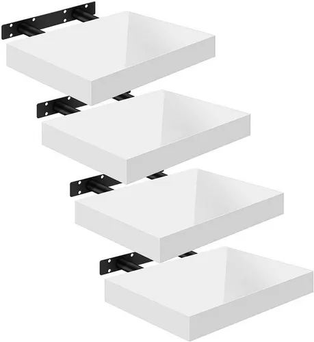 Woltu Wandregal 4-tlg. - Freischwebendes Schweberegal aus hochwertigem MDF - Wandregal aus umweltfreundlichem MDF, feuchtigkeitsbeständig und mit einer Tragkraft von bis zu 15 kg. Ideal für Bücher, CDs und Deko in jedem Raum.