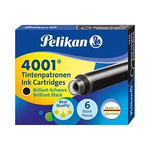 Pelikan Füllerpatronen 4001 TP6, brilliant-schwarz, 6 Stück - Schreibutensilien, dokumentenechte Tinte in brillant-schwarz, ideal für wichtige Dokumente und Made in Germany Qualität.