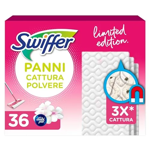 Swiffer Staubwischtücher, 36 Mikrofasertücher, rosa, fängt Staub und Schmutz auf, ideal für alle Arten von Böden und Tierhaaren, Giga Format