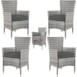 Casaria Gartenstuhl 4er Set, stapelbar mit 7 cm Auflagen - Stapelbare Polyrattan Gartenstühle mit hoher Belastbarkeit von 160 kg. Inkl. abnehmbaren, waschbaren Auflagen für optimalen Komfort. Ideal für Garten, Terrasse oder Balkon.