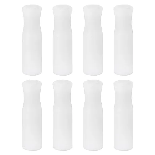 sourcing map 8Stk Silikon Strohspitzen Metall Stroh Abdeckungen Weich Wiederverwendbar Strohhalme Spitzen Passend für 1/3