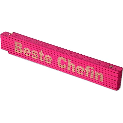 TE-Trend Zollstock Pink 2 Meter Maßstab Gliedermaßstab Laser Gravur Spruch Vatertag Muttertag Mama Geburtstag Beste Chefin