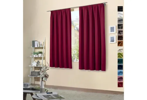 heimtexland Verdunkelungsvorhang - Rot, blickdicht & energiesparend - Gardinen mit 100% Polyester, bieten effektiven Sonnenschutz, Kälteisolierung und Schalldämmung. Ideal für ein gemütliches Raumklima und Energieeinsparung. Maße: 135 cm x 145 cm, 2 Stück.