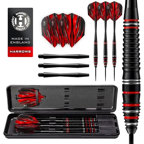 Harrows Steel Darts Fire Steeldart Set 22 g - Hochwertige Steeldarts für Profis, gefertigt aus Nickel Silver. Ideal für präzise Würfe und ein optimales Spielgefühl. Inklusive originaler Verpackung.