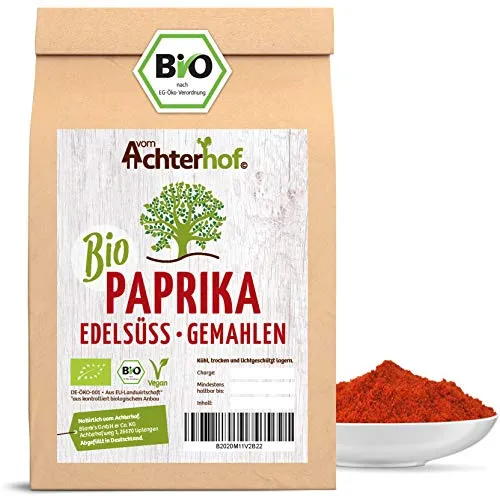 Bio Paprika edelsüß gemahlen (500g) | edelsüßes Paprikapulver mild-pikant und aromatisch | für herzhafte Speisen | vom Achterhof