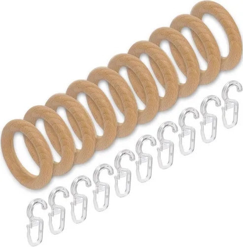 Liedeco Gardinenring, Gardinenstangen, (Packung, 10-St., mit Faltenlegehaken), für Gardinenstangen Ø 28 mm