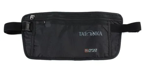 TATONKA Skin Moneybelt Int. RFID Block Gürteltasche - Gürteltasche für Damen, ideal für Freizeit mit RFID-Blockierung zum Schutz Ihrer Daten. Praktisch und verstellbar, aus 100% Nylon in elegantem Schwarz.