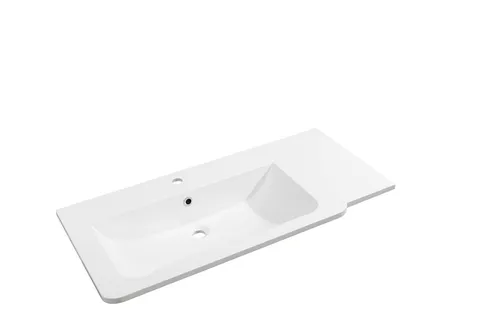 FACKELMANN Gussmarmorbecken Luxor Links - Elegantes Waschbecken für Ihr Bad - Waschplätze: Hochwertiges Gussmarmorbecken mit glatter Oberfläche für einfache Reinigung, Maße ca. 100 x 14,5 x 48,5 cm, perfektes Design für jeden Waschplatz.