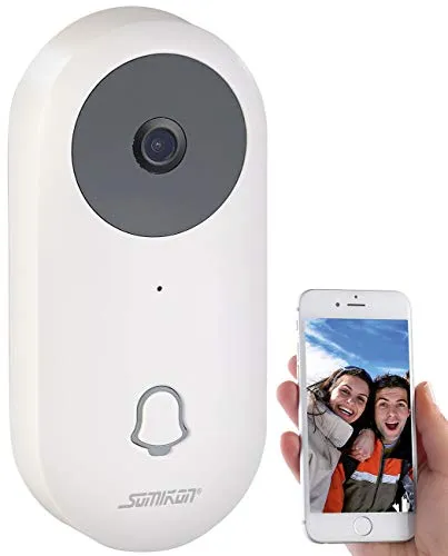 Somikon Klingel mit Kamera: WLAN-HD-Video-Türklingel mit App, Gegensprechen, 156°-Bildwinkel, Akku (Türsprechanlage mit Kamera WLAN, Video Türsprechanlage WLAN, Überwachungskamera)
