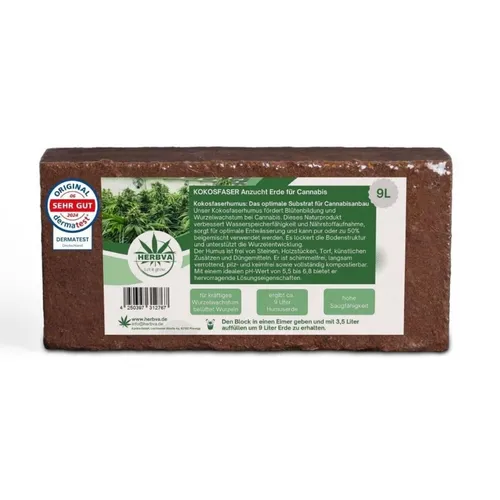 Bio Kokoserde Herbva 9L 650g Hochwertige Kokosfaserhumus In- Outdoor Kokoserde