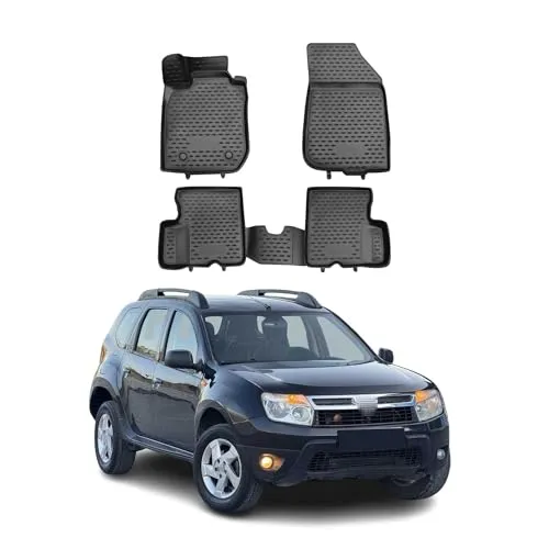 OMAC Auto-Fußmatten für Dacia Duster 2010-2016 - 4 tlg Schwarz - Fahrzeugspezifische Allwetter-Fußmatten, rutschfest und wasserdicht für optimalen Schutz. Leicht zu reinigen und geruchlos, ideal für Dacia Duster 2010-2016.