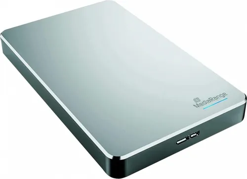 MediaRange USB 3.0 HDD 1TB – Externe Festplatte in Silber - Externe Festplatte mit 1TB Speicher, USB 3.0 für schnelle Datenübertragung, ideal für Backup und Datenspeicherung unterwegs.