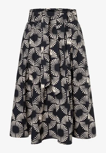MORE&MORE A-Linien-Rock mit grafischem Print in Beige/Schwarz - Größe 34 - Stylischer A-Linien-Rock aus 97% Baumwolle für einen bequemen Tragekomfort. Ideal für legere Outfits mit praktischen Eingrifftaschen und Bindegürtel.