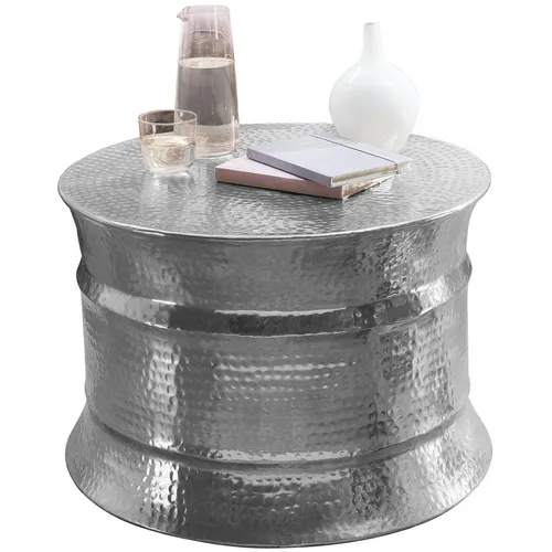Wohnling Couchtisch Aluminium Silber - Orientalischer Beistelltisch - Beistelltisch fürs Wohnzimmer mit wunderschönem Hammerschlag-Design, ideal für ein stilvolles Ambiente. Handgefertigt aus silberfarbenem Aluminium und bietet geräumige Ablagefläche für Ihre Lieblingsgegenstände.