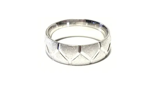 Edelschmiede925 Silberring Bandring 925 Silber matt geometrische Struktur breit Silberring #64