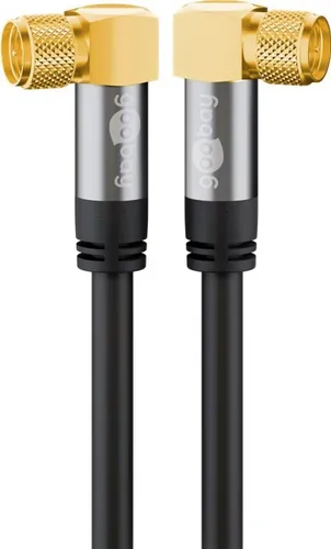 SAT-Antennenkabel (135 dB), 4x geschirmt, F-Stecker 90 grad, Schwarz, 5 m
