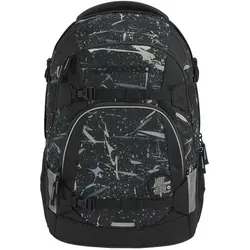 coocazoo Schulrucksack Mate Reflective Splash - ergonomischer, höhenverstellbarer Tornister in schwarz-grau mit reflektierenden Elementen für optimale Sichtbarkeit und individuelle Gestaltungsmöglichkeiten