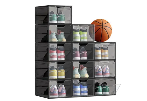 SONGMICS Schuhboxen 12er Set in schwarz von SONGMICS