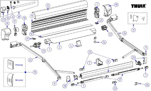 Frontblendenendkappen, anthrazit, Satz