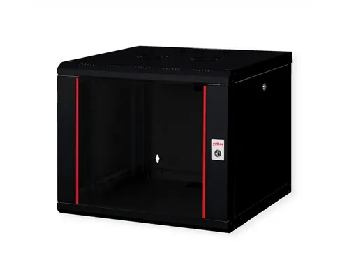 ROLINE 19-Zoll Wandgehäuse Pro 9 HE - Servergehäuse mit robustem Stahlblech, 100 kg Traglast und abschließbarer Fronttür aus Glas. Ideal für flexible Netzwerkverkabelung und einfache Wandmontage.