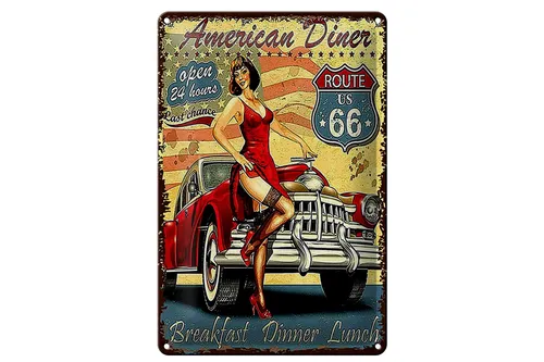 Blechschild Retro 20x30 cm American Diner Breakfast Lunch Deko Schild